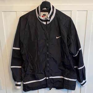 Vintage 90s Nike Black & White Track Rain Windbreaker Jacket Size Medium